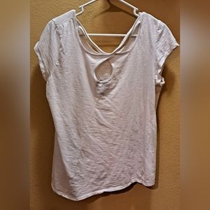 Cynthia Rowley White burnout tee with criss-cross back XL
